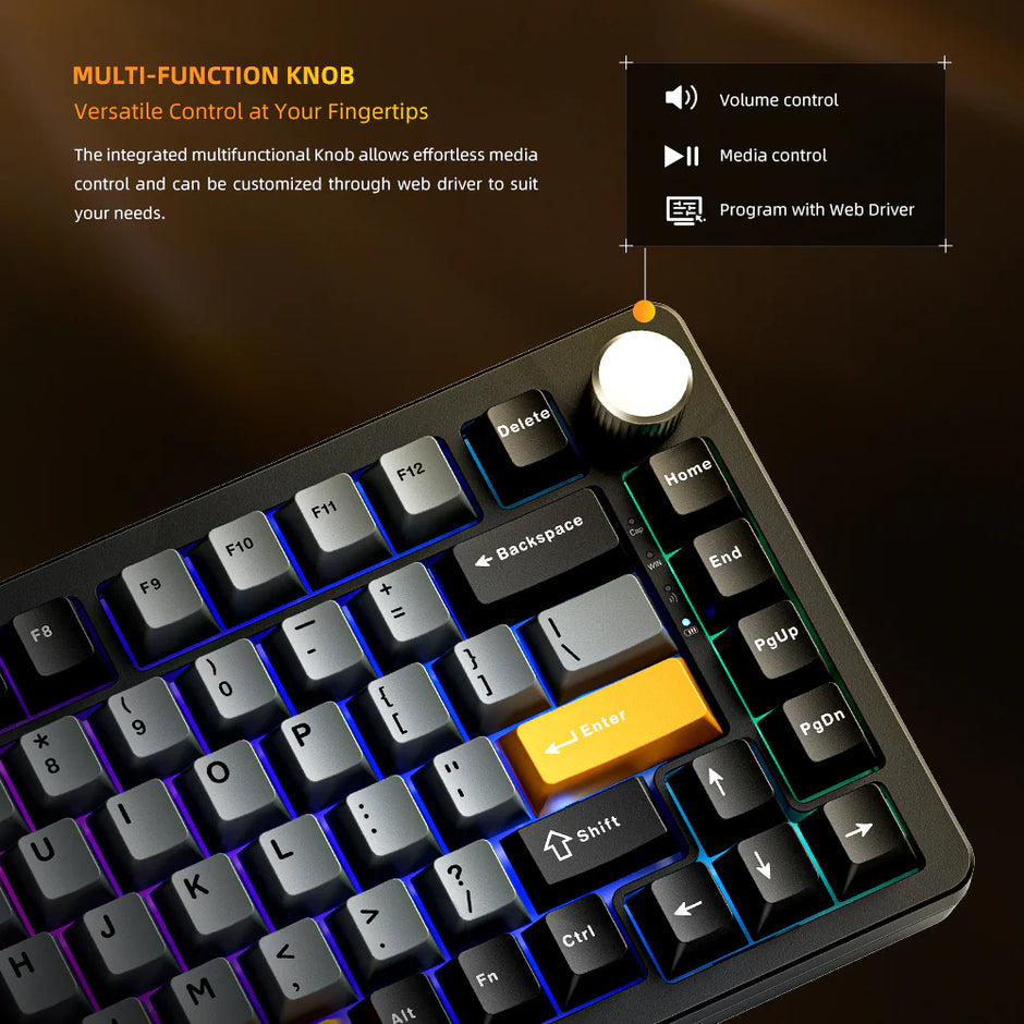 Machenike K600-B82W Wireless Mechanical Backlit Gaming Keyboard GR Silver Switch - Black - TrendyGoods